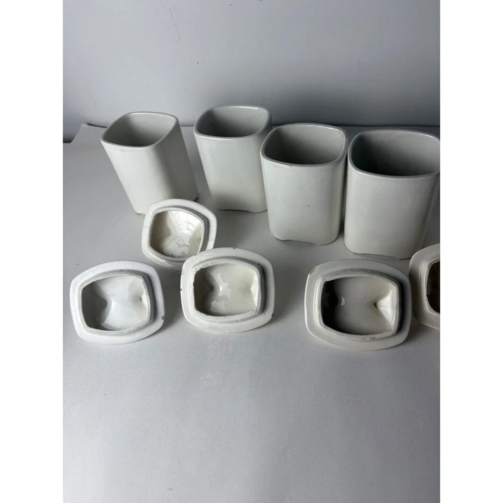 Vintage Germany Staffel Ceramic Canisters Lidded Spice Jar‎ 6pc Set Farmhouse